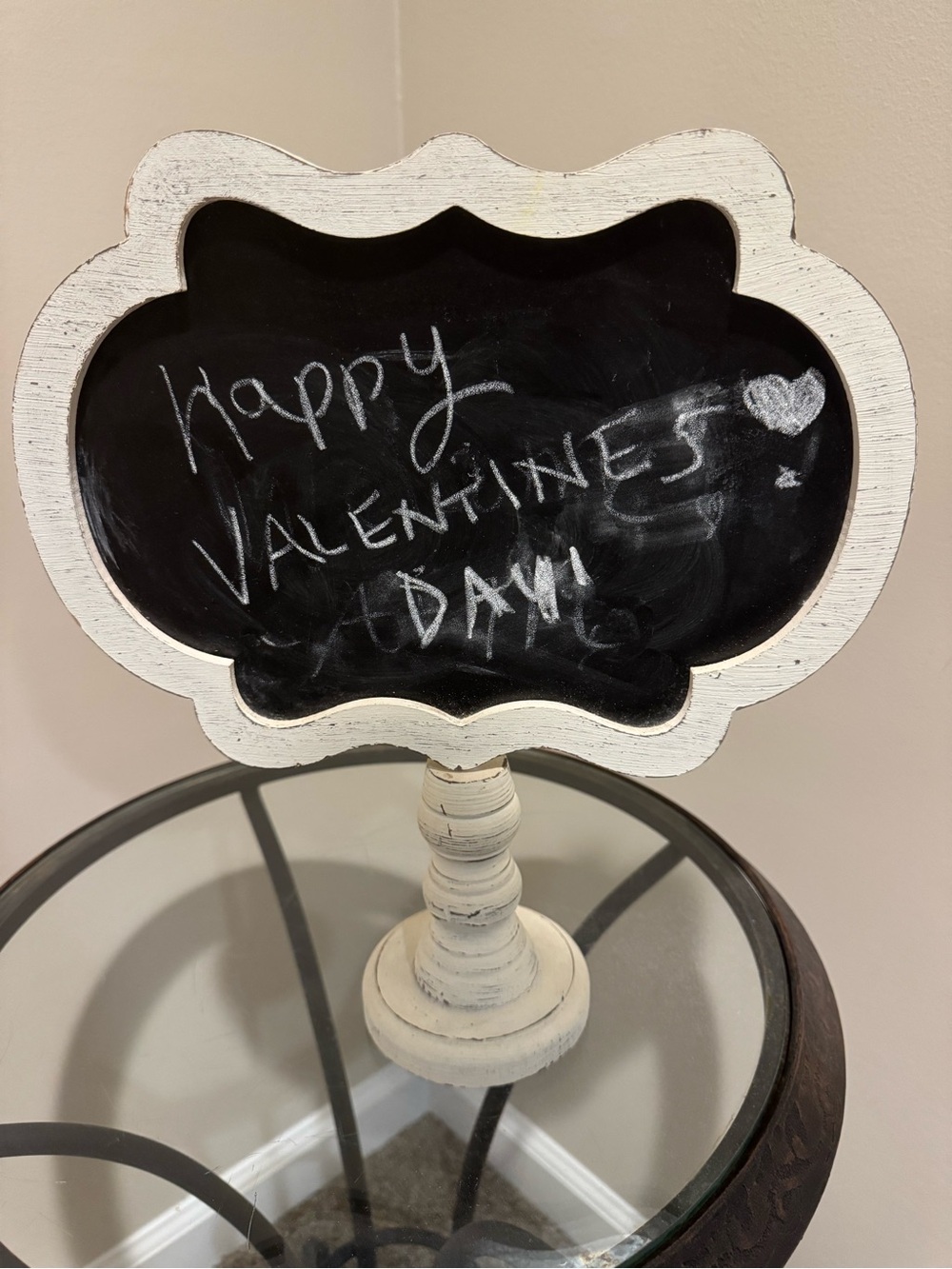 Chalkboard Sign on Decorative White Pedestal